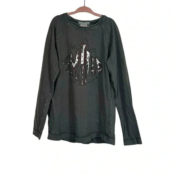 Bonpoint Smile Long Sleeve Raglan Graphic Cotton Tee T-Shirt - Picture 1 of 4